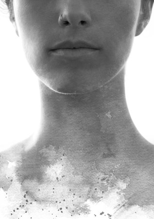 A portrait with paint splash overlay