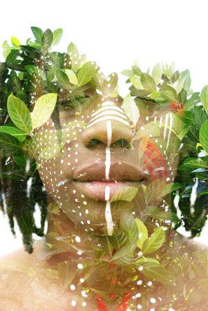 An ethnic double exposure portrait