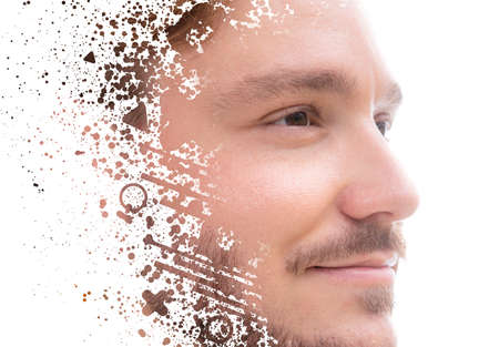 A creative close up of a mans portraitの写真素材