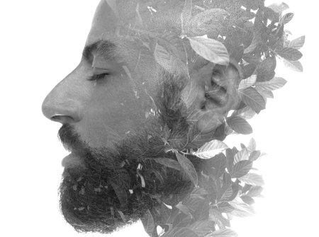 A philosophical portrait of a dreaming man
