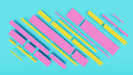 Abstract vibrant 3D illustration composed of rectanglesの写真素材