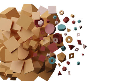 Abstract geometric shapes isolated on a white background. 3D illustration