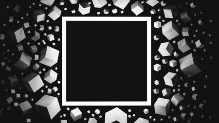 Black and white 3D illustration with space for a text
