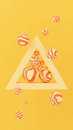 Vertical 3D illustration in yellow and red colors