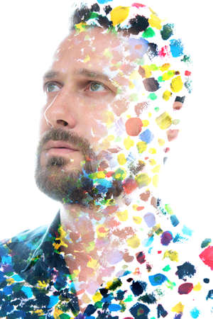 An abstract portrait of a serious manの写真素材