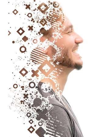 Young graphic designer. A portrait isolated on a white background.