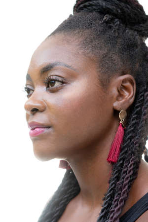 A portrait of an attractive African American woman.