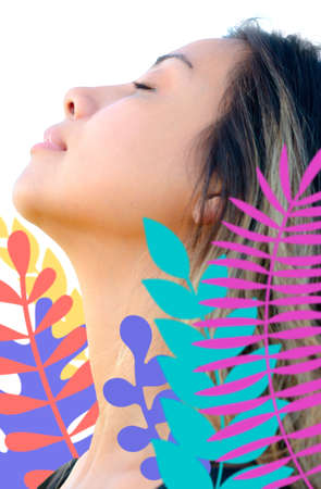 beautiful woman with floral art