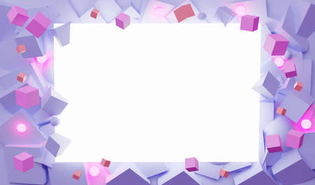 Empty white space for a text and decorative elements surrounding it. 3D illustration