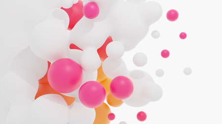 Floating white and red drops. 3D illustration