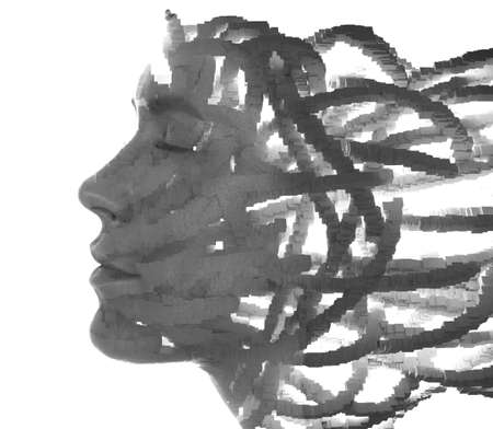 Dystopian metaverse concept depicted in a portrait of a woman