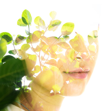 Serene and peaceful portrait of a beautiful woman
