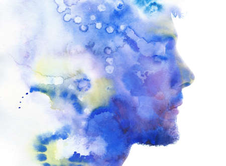 Colorful paintography depicting an emotional state of a young man