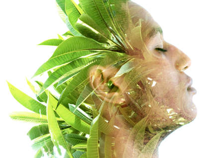 Deep portrait of a young man with his eyes closed