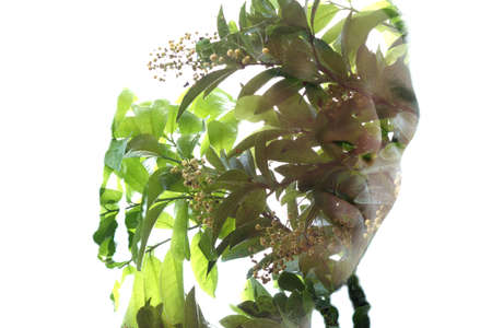 A classic double exposure portrait.の写真素材