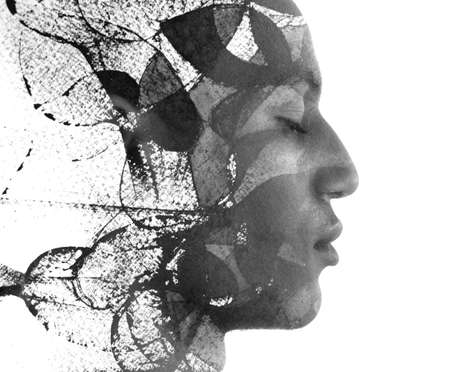 Paintography. Creative painting combined with a portraitの写真素材