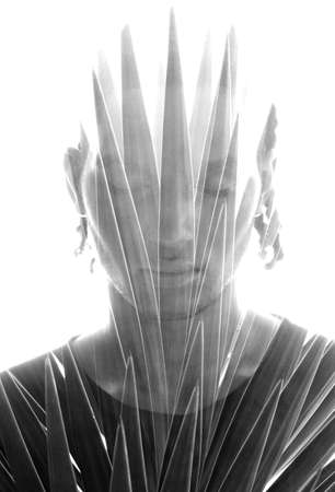 Fine art portrait of a black man combined with a plantの写真素材