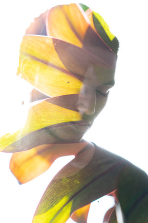 Creative and surreal double exposure portrait