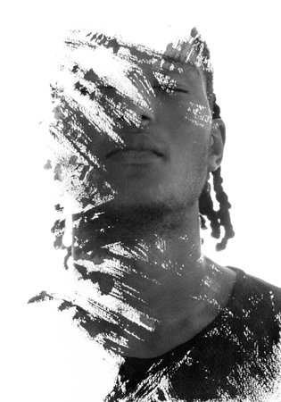 Paintography. A painting created with a black ink combined with a portrait