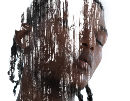 Paintography. A portrait of a young man experiencing stressful emotions