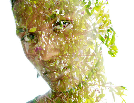 A man deeply connected with natureの写真素材