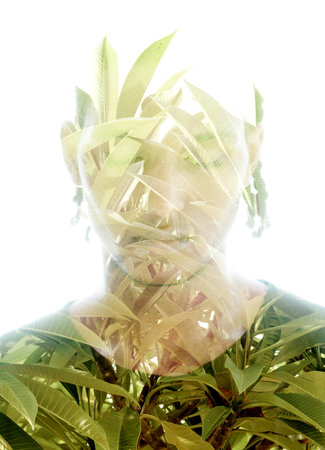 Surreal portrait of a man in a contemplative state