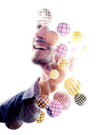 3D graphics combined with a portraitの写真素材