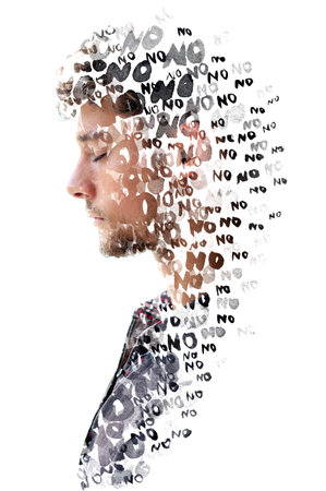 Paintography portrait of a man going through a rejectionの写真素材