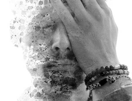 Stillness through adversity. Paintography portraitの写真素材
