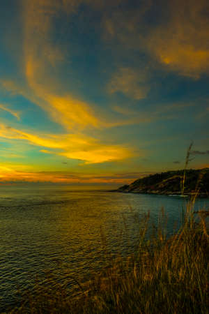 Sunset with wonderful twilight at Phromthep Cape, Rawai, Phuket, Thailand.の写真素材