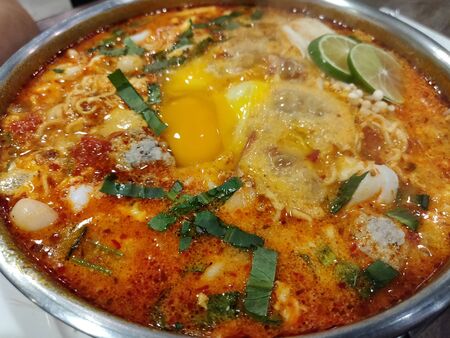 The noodles with seafood Tom Yam soup.