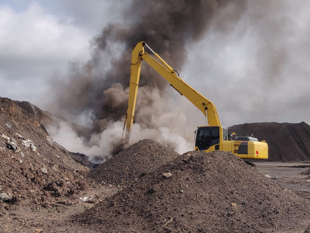 The lignite coal spontaneous combustion.