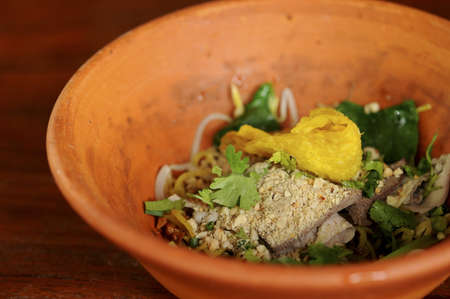 close up of thai noodle shot