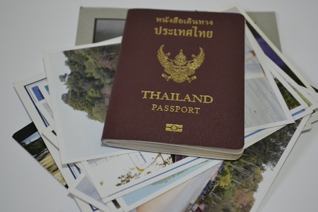 Passport and photos の写真素材
