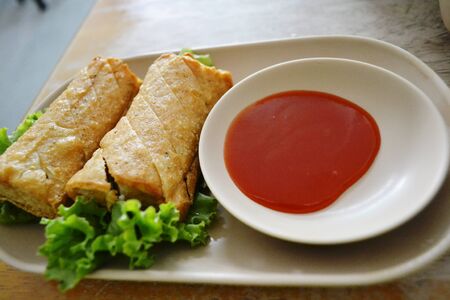 Fried pork and sauceの写真素材