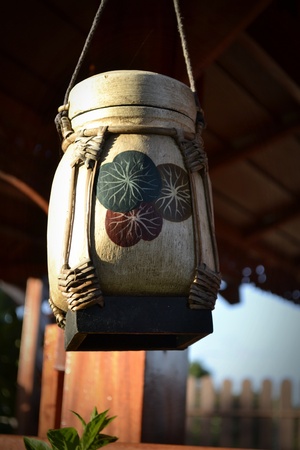 Wooden rice box thaiの写真素材