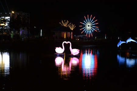 Colors of light festival in Nakhon Ratchasima, Thailand.