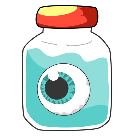 Eye in a jar on a white background. Vector illustration in cartoon style.のイラスト素材
