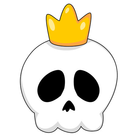 Skull wearing a crown. Vector illustration on a white background.のイラスト素材