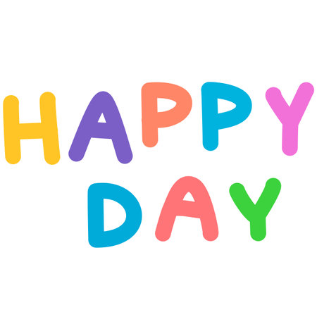 Happy Day lettering isolated on white background. Hand drawn vector illustration.のイラスト素材