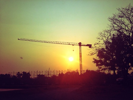 Crane in the eveningの素材