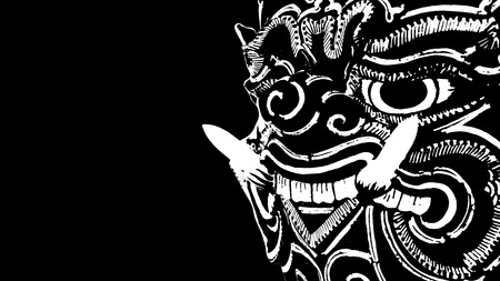 thai demon mask for cultural clasical dramaの写真素材