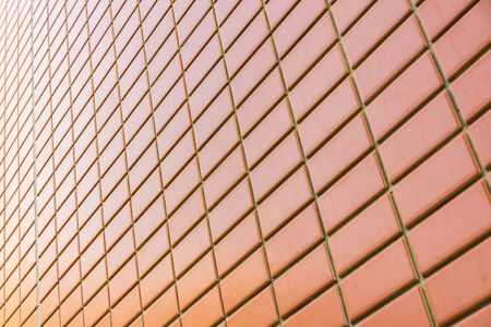 orange brick wall in perspective composition viewの写真素材