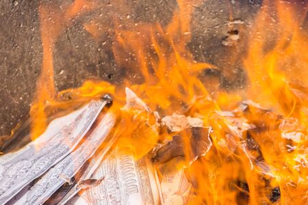 burning of Chinese bank note of deadの写真素材