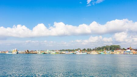 fishing boats are ready to fishing at a portの写真素材