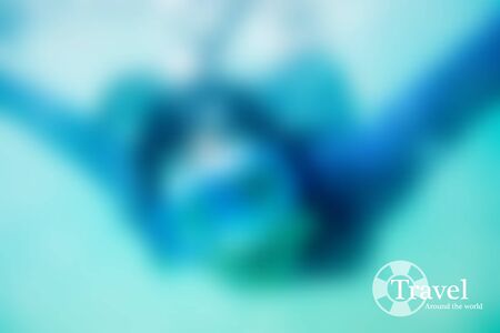 blur background of diving in the seaの写真素材