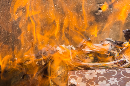 burning of Chinese bank note of deadの写真素材