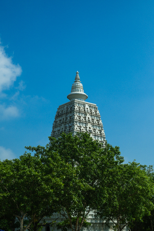 Bodhgaya Pagoda reproduce at Wat Pairongwarw,Suphanburi,Thailand ,Asiaの写真素材