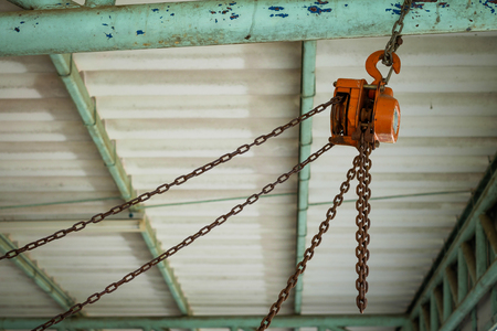 Old hoist in small factory Thailandの写真素材