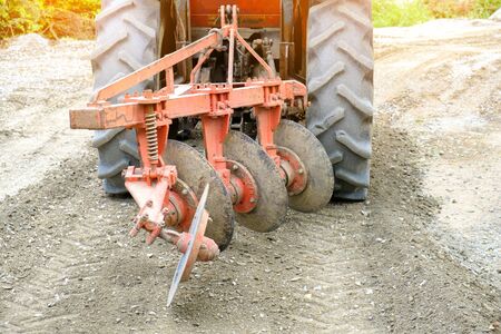 rear tractor on rock road, non macadamized road,thailand localの写真素材